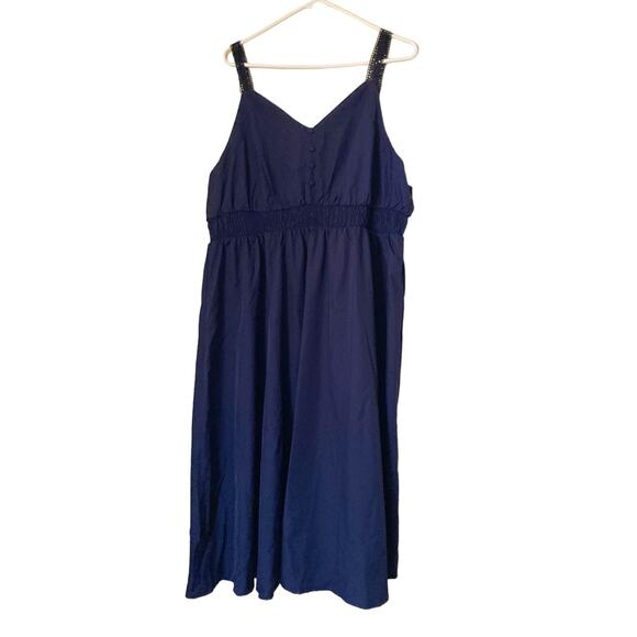Shein Curve Women's Dress Size 4XL Dark Navy Blue Crochet Straps Sleeveless NWOT - Picture 1 of 8